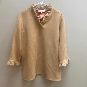 Jude Connally Cora Faux Suede Camel top